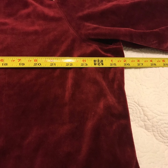 QF maroon velour long sleeved zip-up collared jacket with rhinestone zipper (2X) - Picture 12 of 16